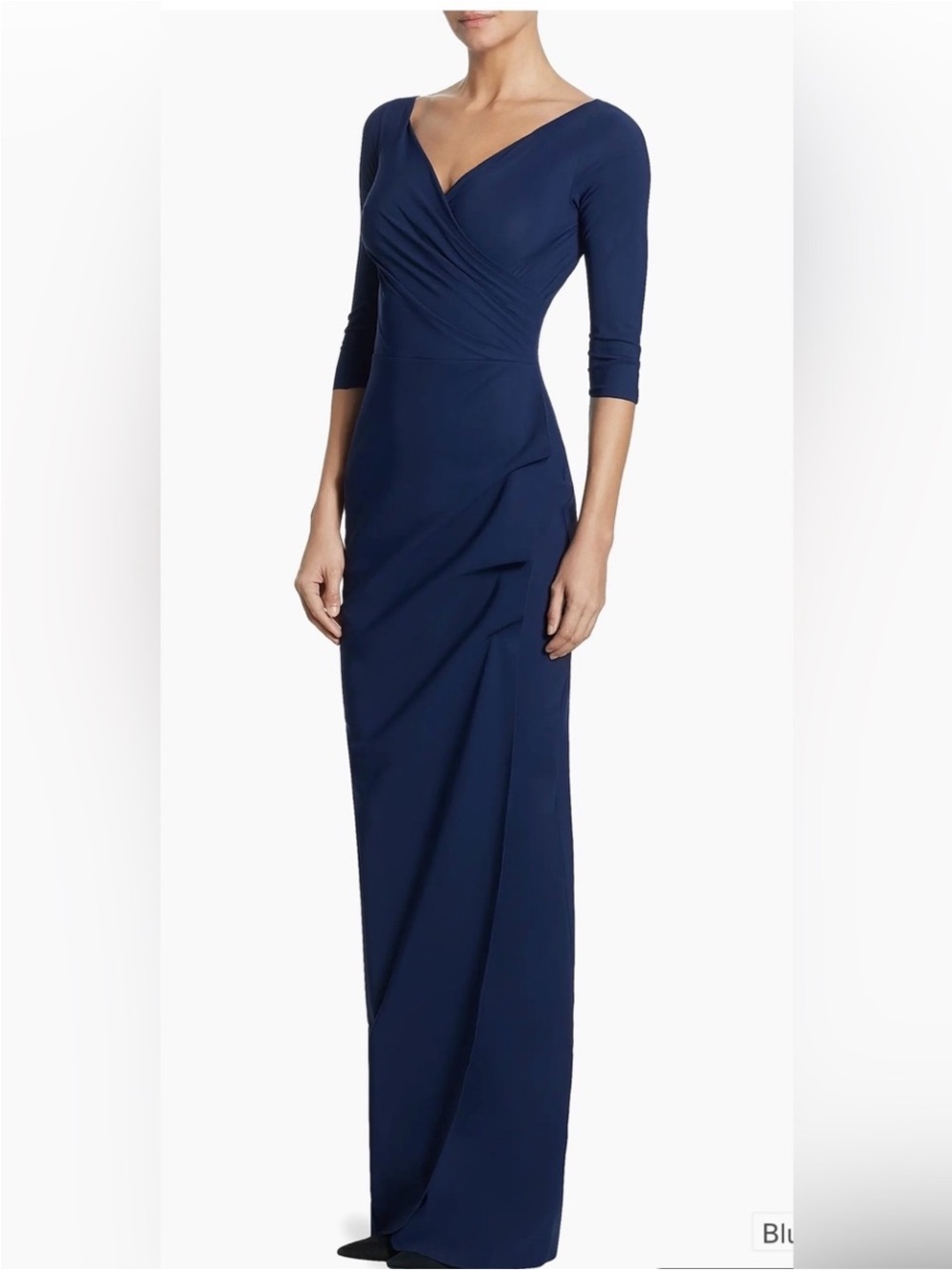 Chiara Boni Navy Wrap-Front Maxi Dress